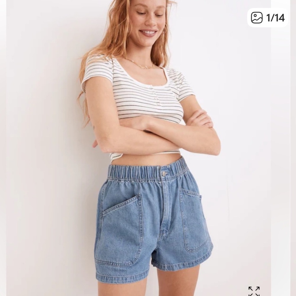 MWL Light Blue Denim Pull-On Utility Shorts